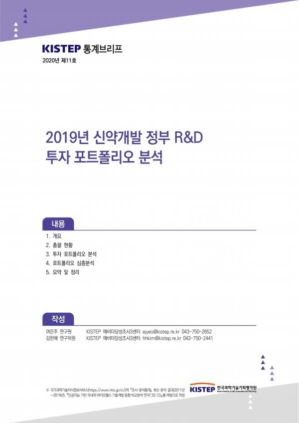 2019년 신약개발 정부 R&D 투자 포트폴리오 분석