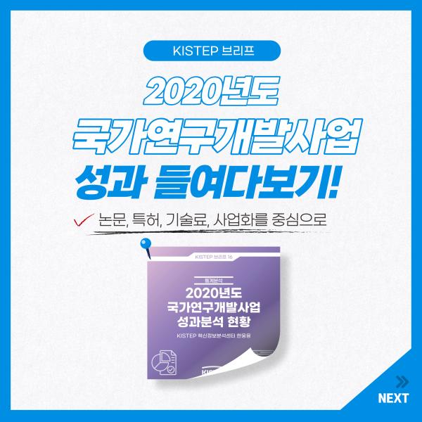 2020년도 국가연구개발사업 성과 들여다보기! '논문, 특허, 기술료, 사업화를 중심으로'