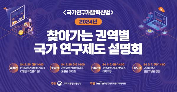 국가연구개발 혁신법 2024년 찾아가는 권역별 국가 연구제도 설명회 목록이미지