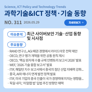 과학기술&ICT 정책·기술 동향 310호 목차: (이슈분석) 최근 사이버보안 기술·산업 동향 및 시사점 / (주요동향) RAND 연구소, AGI 패권 경쟁에서 라이드아웃 전략 제안 등